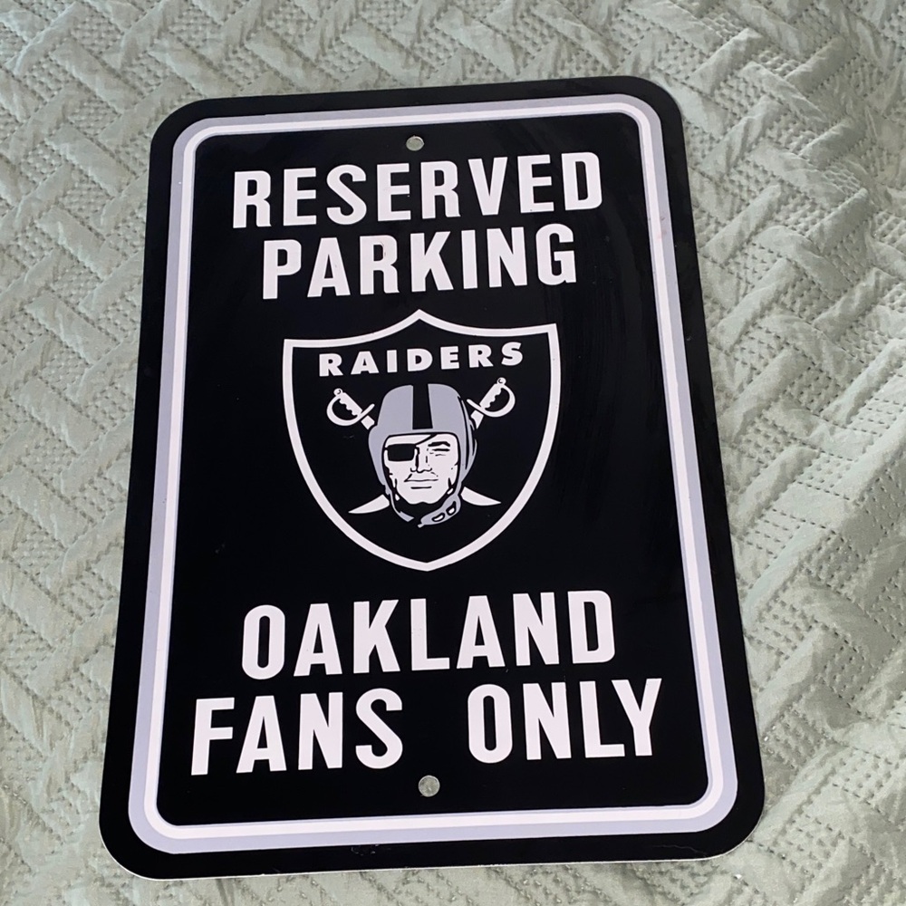 NFL Raiders Black and White Reserved Parking Sign